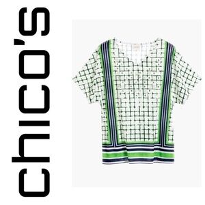 Chico's Zenergy Size 0 (small)Top with Geometric print and appliqué detailing